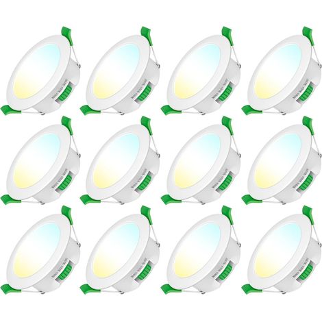 Spot Led Encastrable Salle de Bain,Spots LED 230V, 7W Trou Φ 65-75mm, IP44, Dimmable, Spot Led Encastrable Extra Plat, Blanc Chaud 3000K Blanc Neutre 4000K Blanc Froid 6500K, Lot de 12