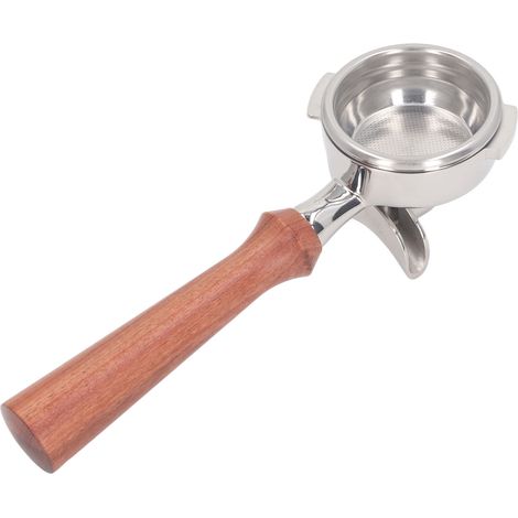 Porte-filtre double bec 58 mm pour machines à café Nuova, panier-filtre en acier inoxydable, poignée en bois massif, style F, palissandre du Brésil (1/5)