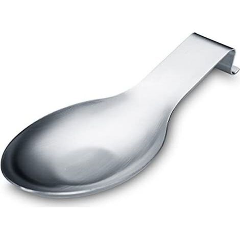 Matte Silver Spoon Rest, Stainless Steel Stove Spoon Holder, Kitchen Utensil Holder for Ladles, Tongs, Spatula, Stove Spoon Holder (1PC-9.5 Inches) (1/4)