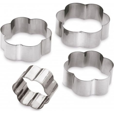 Giannini set 4 tagliabiscotti fiore acciaio inox