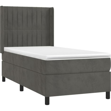 Sommier à lattes de lit et matelas Gris foncé 80x200 cm Velours vidaXL (1/5)