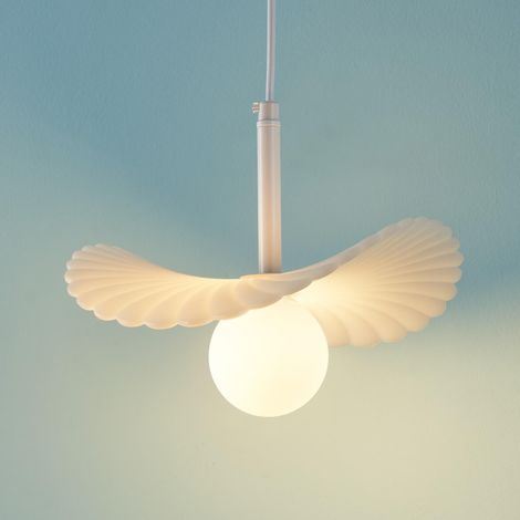 Weiße Design-Pendelleuchte in Wolkenform aus Glas und Harz - Melissa