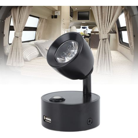12–24 V DC Leselampe für Wohnmobile, Yachten und andere maritime Anwendungen, USB-aufladbar, LED-Touch-Steuerung (Art.-Nr.: PY-RV105), Schwarz (1/5)