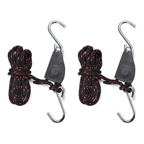 1/4 Inch Rope Ratchet Straps for Grow Light 2pcs Adjustable Hook Rope