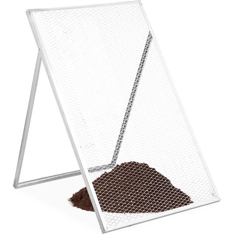 Relaxdays Durchwurfsieb, HxB: 100 x 60 cm, verzinktes Gartensieb, Streckmetall 15 x 30 mm, Kompostsieb, Stahl, silber