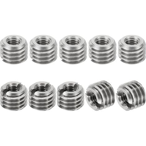Filetage Adaptateurs Manchon Réduction Écrou Insert Fileté, 10 pcs M81.25 Mâle à M40.7 Femelle Réparation Insérer Écrou Vis Réducteur Conversion Inox Acier Fixation 6mm (1/5)