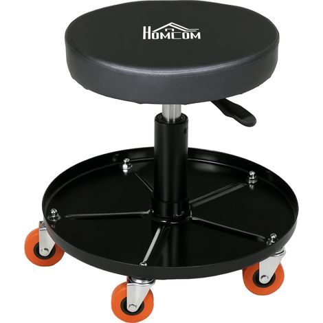 Tabouret de mécanicien siège pivotant hauteur réglable plateau de 100 kg pour le garage et la réparation automobile noir (1/5)