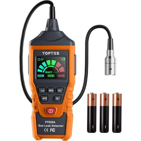 Détecteur de Gaz Naturel, Détecteur de Fuites de Gaz avec Une Sonde Flexible de 43,5 cm, pour Les Fuites de Gaz comme Le Propane, Le Gaz Naturel, Le Méthane (3 Piles Incluses) - Orange (1/5)