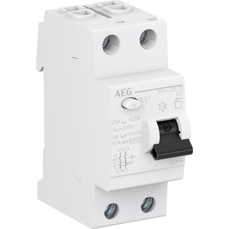 Interruttore differenziale puro 2p 40a 30ma ac 230 400v 2 moduli aeg dcg240 30