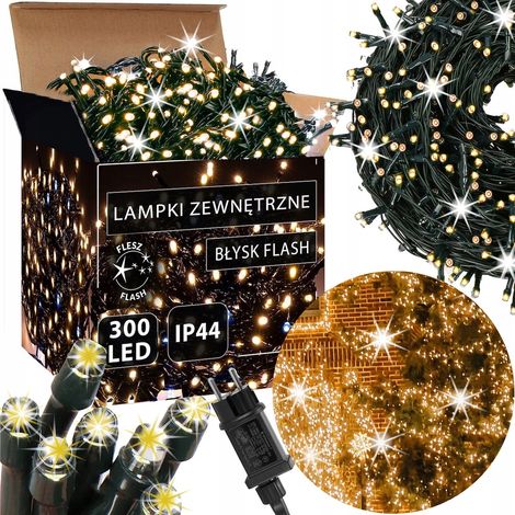 LUCI DI NATALE 300LED ESTERNE TENDA LUMINOSA IP44 BIANCO CALDO FLASH