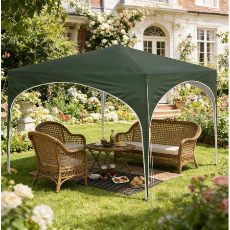 gazebo pieghevole 3x3 regolabile impermeabile verde HAVRYA (1/5)