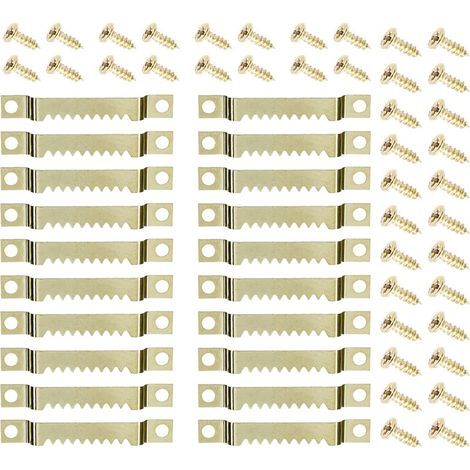 20 crochets de suspension avec dents de scie, y compris 40 vis – Stable pour cadres en bois/châssis à clavettes, murs de maison et de bureau (1/4)