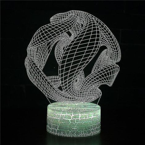 Lampe de chevet LED à illusion d'optique 3D, 7 couleurs, tactile, style Art Déco, pour chambre d'enfant. (1/2)