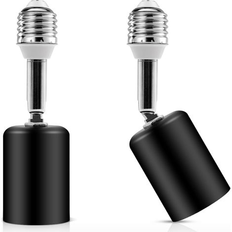 E27 Adaptateur de base extension, Prolongateur de douille de lampe, Adaptateur de support de lampe, Métal et céramiques Matériaux, Noir (2) (1/5)