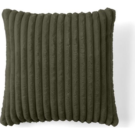 Garance - coussin - en velours côtelé grosses côtes - 40x40 cm - vert (1/4)