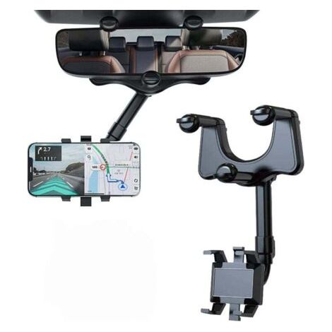 Support de téléphone de Voiture pour rétroviseur, Auto Support Téléphone Voiture Rotatif et Rétractable à 360° pour Tous Les Smartphones