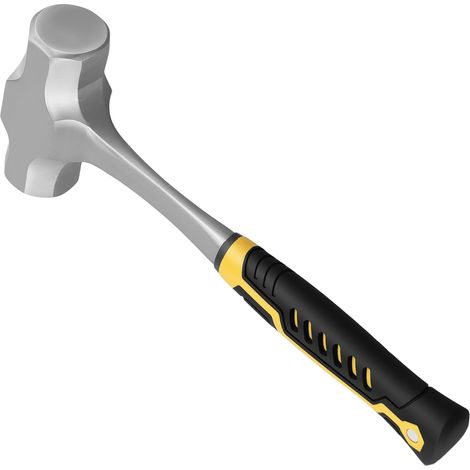 Massette de 2000 g avec manche en fibre de verre, marteau de 2 kg avec poignée antidérapante de 26 cm de long, tête en acier forgé en acier à haute teneur en carbone, marteau ambulant (1/5)