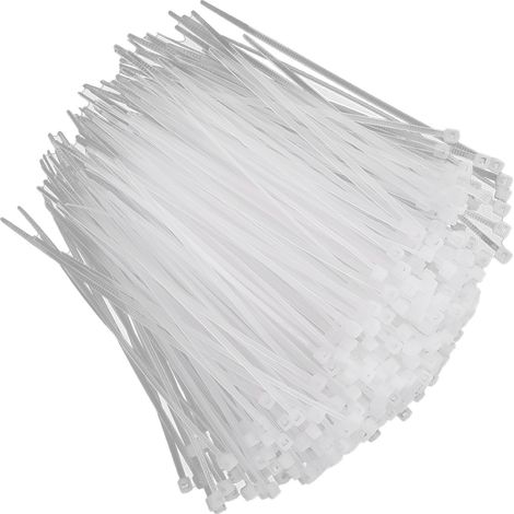 Attache de câble auto-serrante en plastique blanc, 1000 pièces, 3 tailles 100/150mm, lot de 3 x 100mm, serre-câble standard, fixation rapide pour câblage, usage domestique et professionnel (1/5)