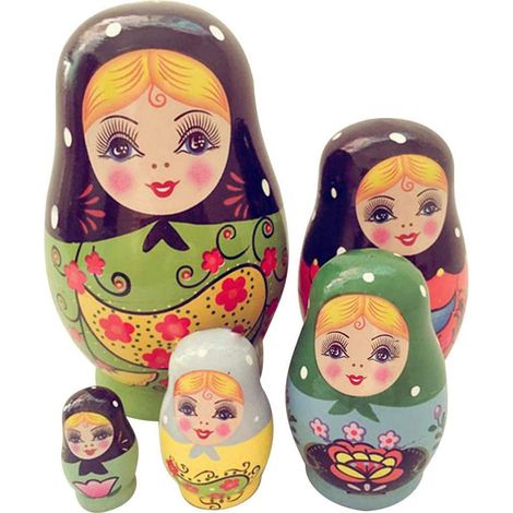 5 Poupées Russes Gigognes en Bois Peint à la Main - Cadeau Traditionnel et Jouet Décoratif (1/5)
