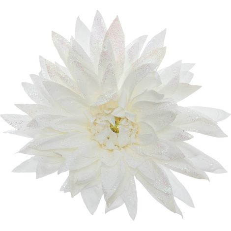 Baumschmuck Dahlie weiß glitzernd 15cm - Atmosphera créateur d'intérieur