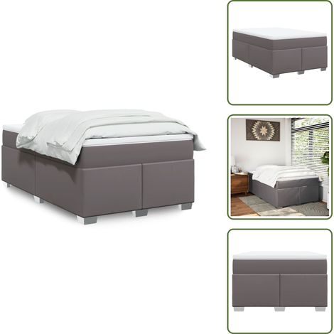 vidaXL Sommier à lattes de lit avec matelas gris 120x190 cm similicuir