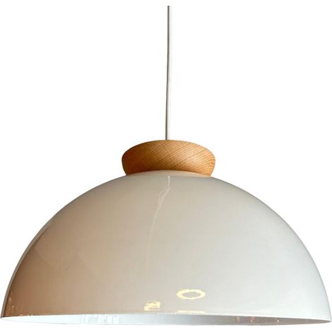 Yimpi Lustre Suspendu Simple en Bois Blanc Avec Tête de Lit, Eclairage Décoratif Pour Salon de Coiffure, Café, Pâtisserie