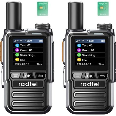 P8 PoC Radio (One-Touch Communication via Cellular Network), Handheld Radios with Unlimited Range for All Country, (Pack of 2 with 2 SIM Cards) (1/5)