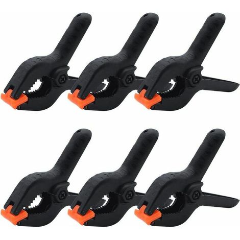 Lot de 6 pinces ressort en plastique Ouverture maximale jusqu' 4 pinces ressort haute rsistance pour la fixation des studios de travail du bois et de photographie - Longueur des pinces bois 6,3 cm, (1/3)