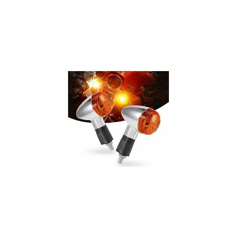 Clignotants de moto Chrome Bullet – Lot de 2 pièces – Coque chromée et lentilles ambre – Dimensions 1 7/8' x 3 5/8' – Type LED haute qualité (1/5)