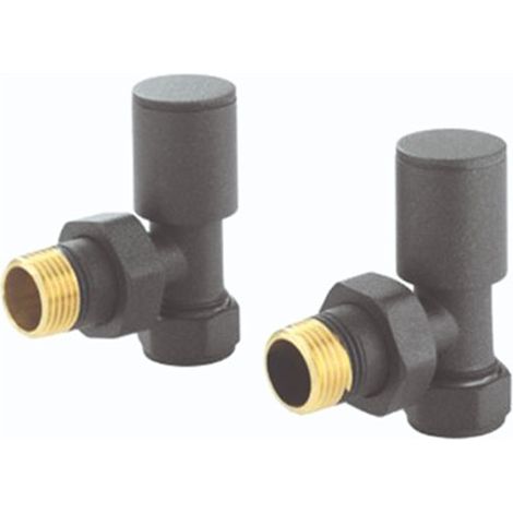 Heatwave Round Basalt Grey Angled Radiator Valves Pair (1/2)