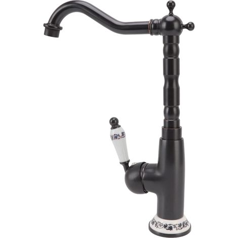 Rubinetto antico – stile retrò – valvola in porcellana – beccuccio lungo – girevole in ottone – cucina/bagno