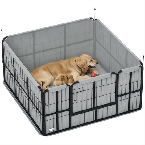 Barrière pour chien Noir parc mise bas chien acier porte tapis (1/5)