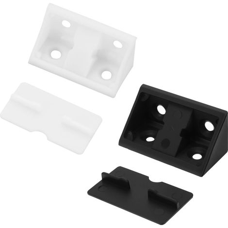 idea 100 Pièces en Plastique Coin Droit Attelle 41x20x20mm Meubles Coin Renfort Joints avec Capuchon pour Tiroirs Renforcés Armoires Armoires Bureaux Noir Blanc (1/4)