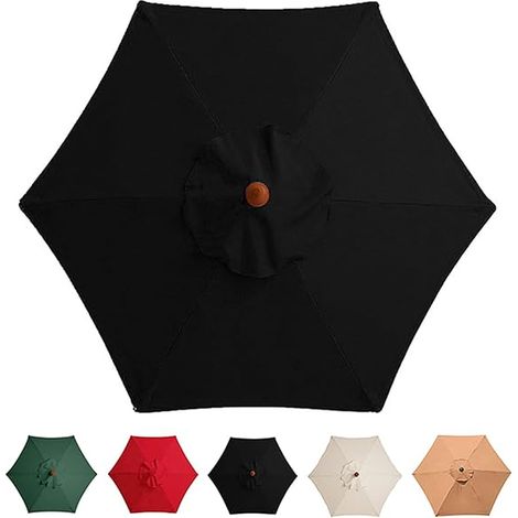 Copertura di ricambio per ombrellone da 3 m a 6 bracci, tenda da giardino, copertura di ricambio per ombrellone (solo tenda da sole)/nero