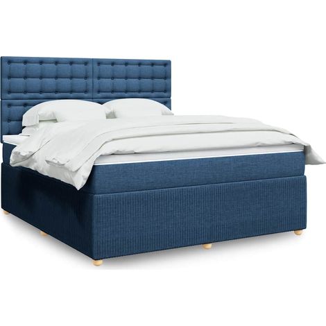 Boxspringbett mit Matratze Blau 180x200 cm Stoff (1/5)