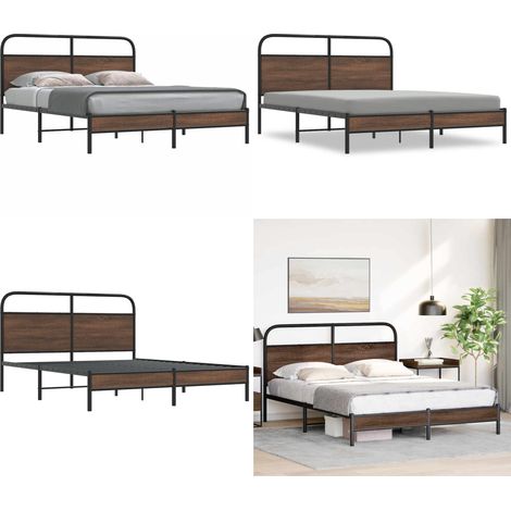 vidaXL Cadre de lit sans matelas 150x200 cm chêne marron (1/5)