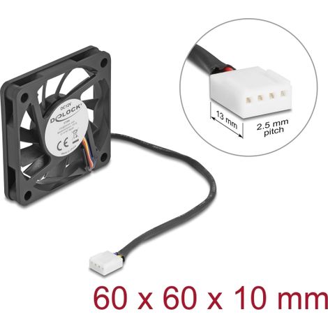 Delock Ventilador axial de 12 V de corriente continua, 60 x 60 x 10 mm negro