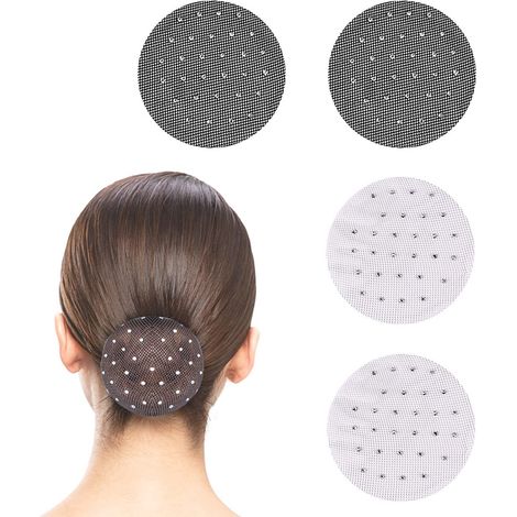 Lot de 4 filets à cheveux pour chignons, filets élastiques pour chignons, filets pour réaliser un chignon, adaptés aux danseuses de ballet, aux infirmières, aux perruques et pour maintenir les cheveux (1/5)