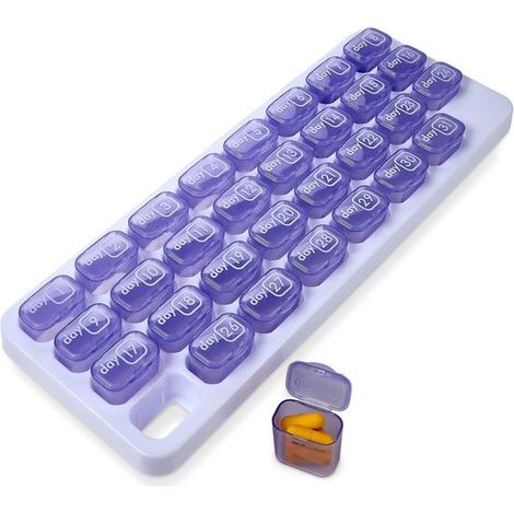Confezione mensile da due pezzi - 31 giorni, contenitore rimovibile e portatile, ideale per l'uso quotidiano e i viaggi, colore viola. (1/5)