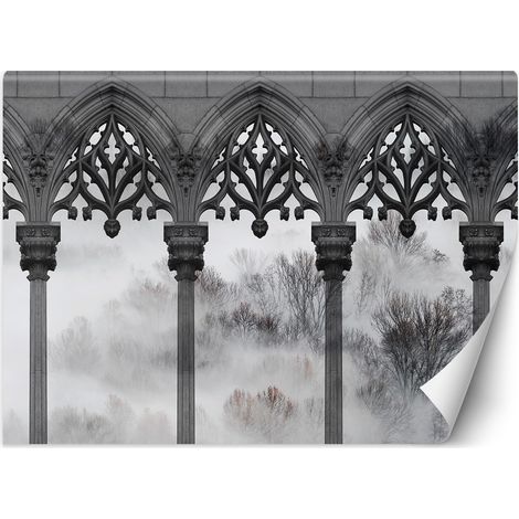 Papier peint Arbres Colonnes de brume Noir Blanc 150x105 (1/5)
