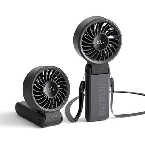 Ventilatore portatile - Massima flessibilità: motore potente, display a LED, durata della batteria ultra-lunga di 19,5 ore, batteria da 5000 mAh, ricaricabile, 5 velocità del vento, design pieghevole, (1/5)