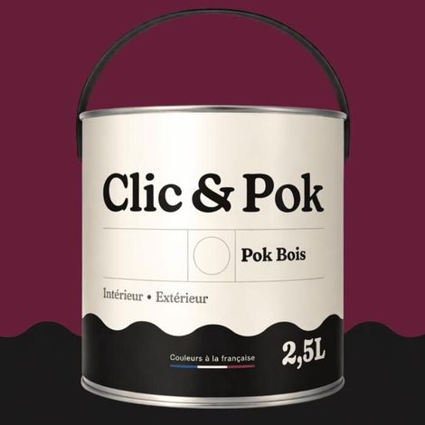 Peinture Bois Extérieur – POK BOIS - 2,5L - RAL 4004 - Violet bordeaux- Résistante aux intempéries - Ne s'écaille pas