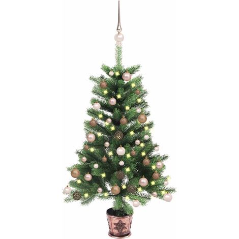 vidaXL Árbol de Navidad artificial con luces y bolas verde 65 cm (1/5)