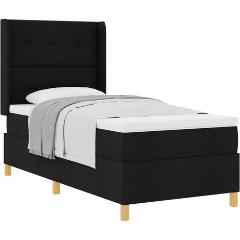 Matelas à ressorts avec sommier noir, dimensions 80 x 200 cm, revêtement en tissu. (1/5)