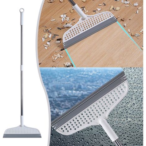 Brosse à plancher, balai, grattoir en silicone , outil de balayage des cheveux, grattoir à plancher réglable, adapté au nettoyage domestique (1/5)