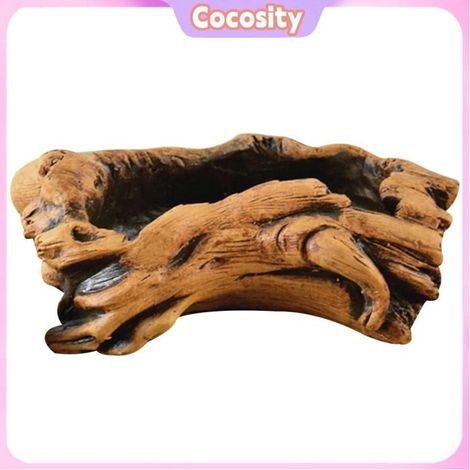 Pot de fleur - COCOSITY - Rétro - Ciment - Imitation bois marron - 13×9×5 cm (1/2)