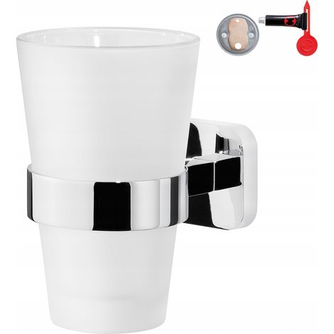 Soporte de baño y portacepillos de dientes de cristal TESA ELEGAANT, metal, cromo.
