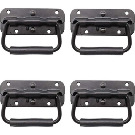 4 Pièces Poignée de Boîte, Poignée Pliante Métal, Poignée de Boîte Noire, Poignée de Boîte à Ressort, Poignée de Remplacement pour Boîte à Outils ou (1/4)
