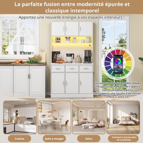 100x40x180 cm. Bureau multifonctionnel avec éclairage LED et contrôle via application mobile. Il comprend des tiroirs, des plans de rangement réglables, des trous pour le passage du câble (1/5)