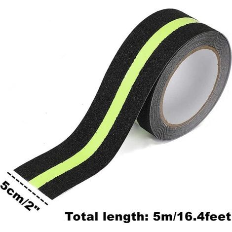 Ruban adhésif antidérapant avec film lumineux brille dans le noir, bande de sécurité pour escaliers échelles sols glissants Intérieur et Extérieur, 5 m x 5 cm (1/3)